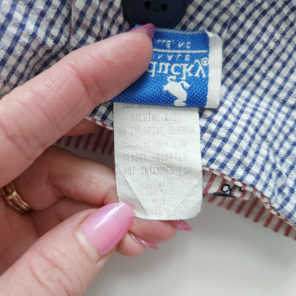 Vintage Just Ducky Reversible Baby Boy Romper Nautical Seersucker Size 24 Months - Picture 9 of 11